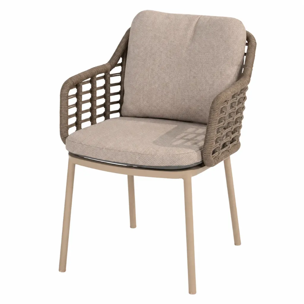 [TASTE-91627] Chaise de Jardin Puglia Design en Aluminium & Cordes Outdoor – Couleur "latté" Confort Extérieur Haut de Gamme