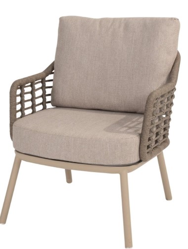 [TASTE-91628] Chaise de jardin basse PUGLIA Latte – Aluminium, rope et 2 coussins – Taste by 4 Seasons Outdoor