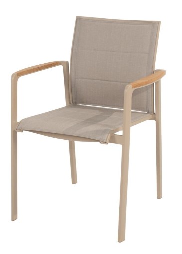 [TASTE-91641] Chaise de Jardin Empilable Cortina en Aluminium Latte & Teck – Élégance Outdoor Haut de Gamme