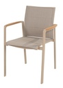 Chaise de Jardin Empilable Cortina en Aluminium Latte & Teck – Élégance Outdoor Haut de Gamme