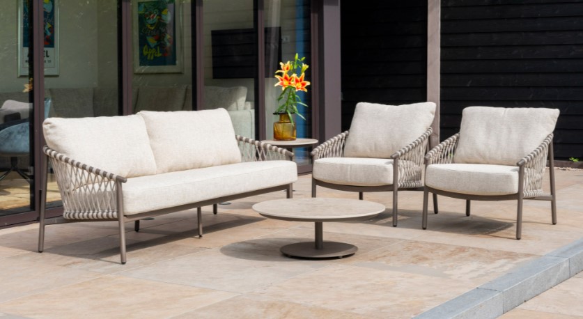 [4SO-17072 17073] Salon de jardin Allora 4 Seasons Outdoor – aluminium & corde haut de gamme Belgique