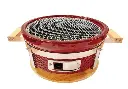  BRAZA TABLE GRILL ROND au charbon de bois - couleur: vin rouge