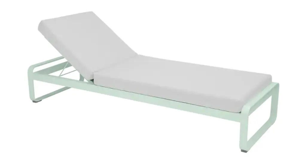 Lit de soleil Bellevie - Alu: menthe glaciale - Tissu blanc grisé - FERMOB