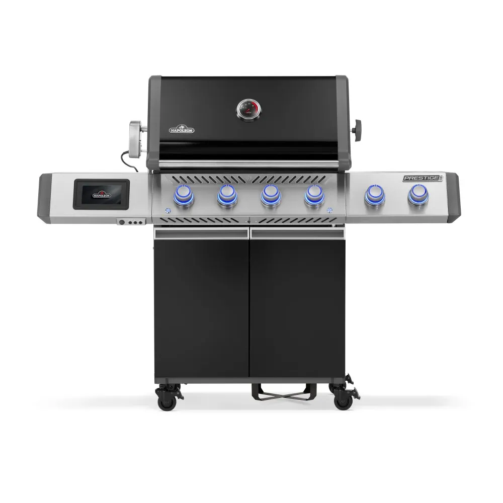 Barbecue connecté Napoleon Prestige PRO 500 Noir – BBQ gaz premium avec écran tactile - rôtisserie incluse