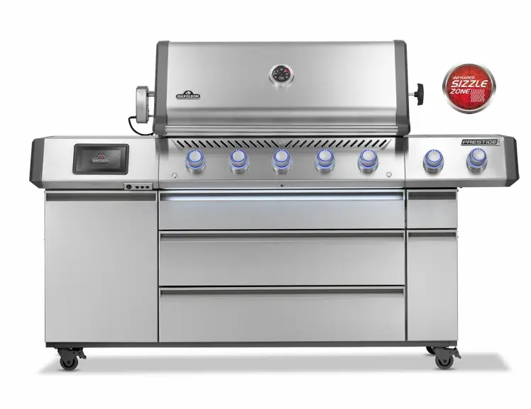Barbecue connecté Napoleon Prestige PRO 665 Inox – BBQ gaz premium avec écran tactile - rôtisserie incluse