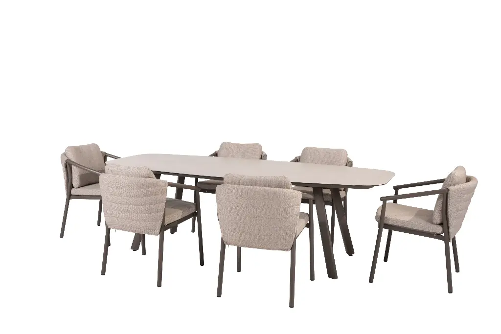 Ensemble de couleur terre: Table Manolo et 6 chaises Barolo - TASTE de 4 seasons outdoor 