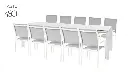 Ensemble de jardin avec table extensible blanche OPTIMUM 220/280/340 cm et 10 chaises TOSCA