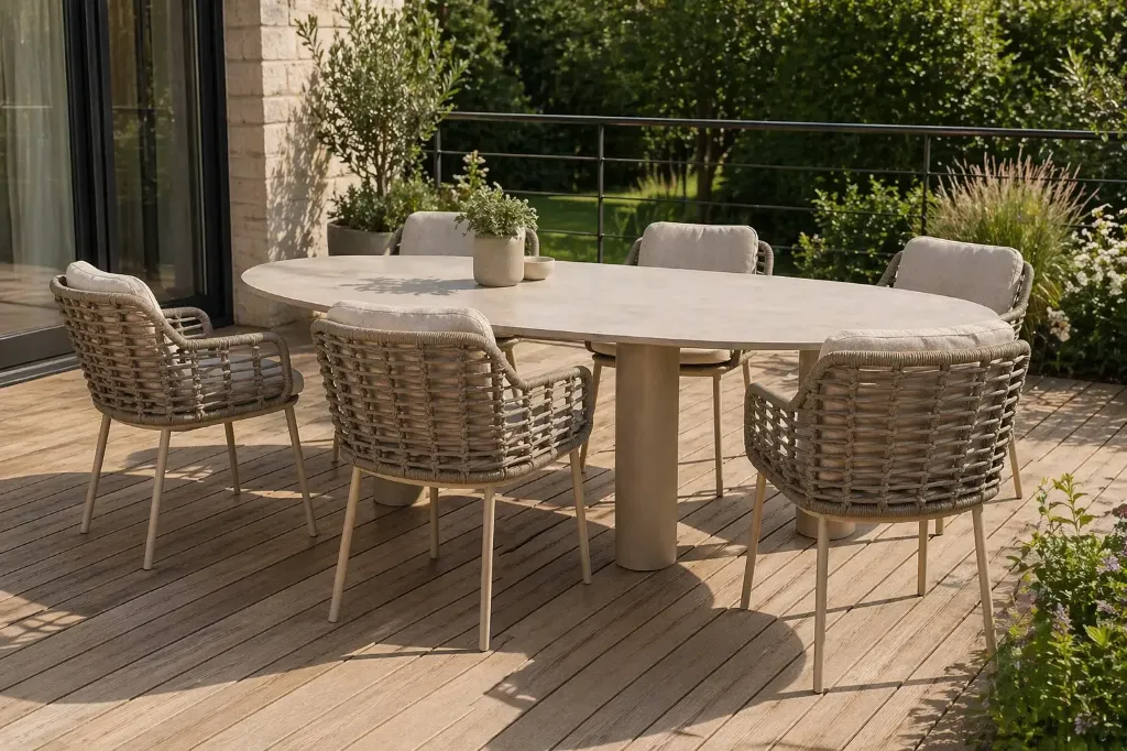 Ensemble de jardin DENIA - PUGLIA en aluminium couleur "latté"  Taste by 4 seasons outdoor 