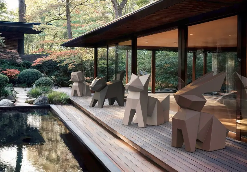 [VONDOM-44220 CAMEL] Chat de terrasse ORIGAMI - KONEKO de Vondom - Petit format H.55 cm - Couleur: CAMEL