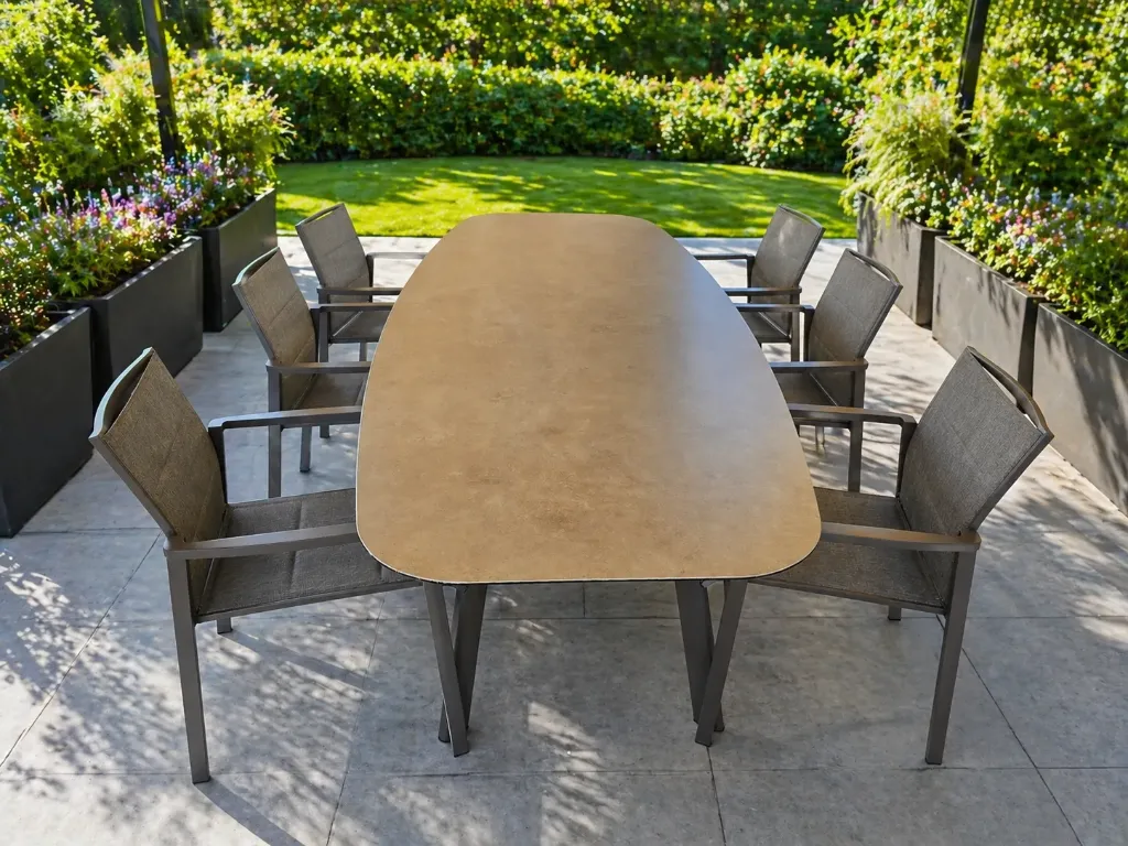 Ensemble de jardin Manolo & Cortina – 6 chaises + table 240 cm | Couleur terre - Taste by 4 Seasons Outdoor