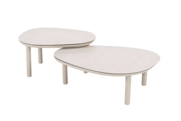 [4SO-91970] Monroe set de 2 tables basses couleur "Lin" 65x32 et 80x72 par TASTE de 4 seasons outdoor