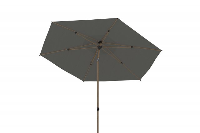 Parasol Azzurro Ø300 cm – Imitation bois & Solefin Charcoal UPF 50+ | 4 Seasons Outdoor