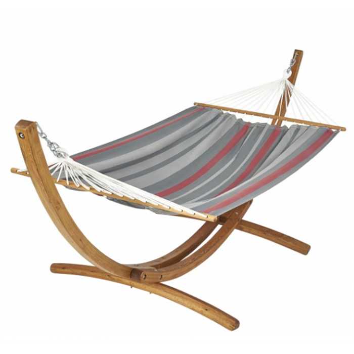 Hamac Jobek Set Maracana Rouge Gris – ensemble hamac avec support bois pour jardin et terrasse