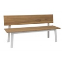 Banc de jardin STERN Sam 160 cm aluminium blanc et teck – banc extérieur design 3 places pour terrasse et jardin