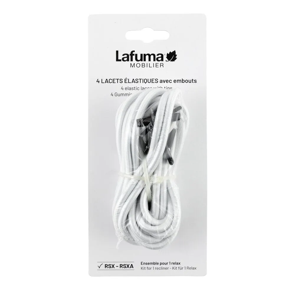[LAFUMA LACET BLANC] Lacet de rechange Lafuma LFM2322-0020 blanc – kit 4 élastiques pour fauteuil relax RSX et RSXA