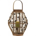 Lanterne Athezza Bambou Perle – photophore décoratif en fibres naturelles pour intérieur et extérieur couvert