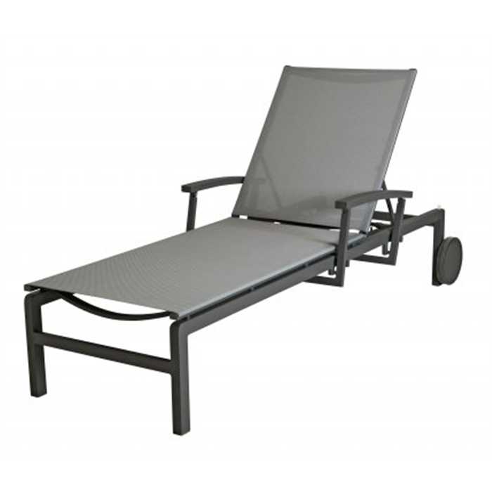 Transat Regina aluminium anthracite – Chaise longue réglable | 4 Seasons Outdoor
