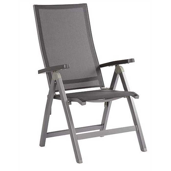 Fauteuil multi-positions - structure en aluminium couleur graphite - textilène gris argent TOP - STERN