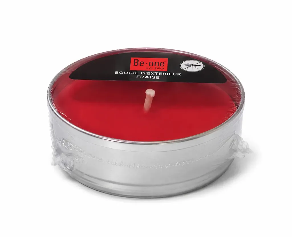 [AB BOUGIE FRAISE] Bougie d’extérieur Be One Rouge Fraise – Bougie parfumée anti-vent 10 à 15H