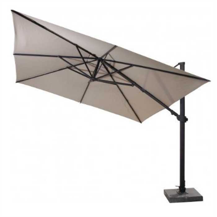 Parasol déporté - toile en solefin couleur &quot;charcoal&quot; avec inclinaison - 300x300 cm - mat en aluminium anthracite - SIESTA PREMIUM - SEASONS