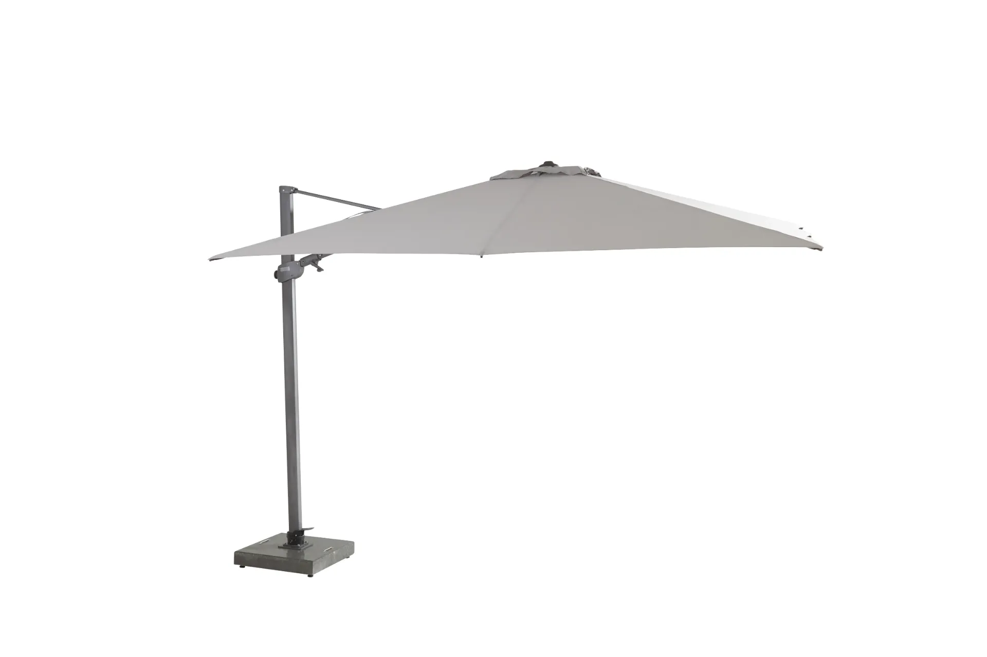[4SO - 08648] Parasol déporté Siesta Premium 300x300 cm – Solefin Mid Grey UPF 50+ | 4 Seasons Outdoor