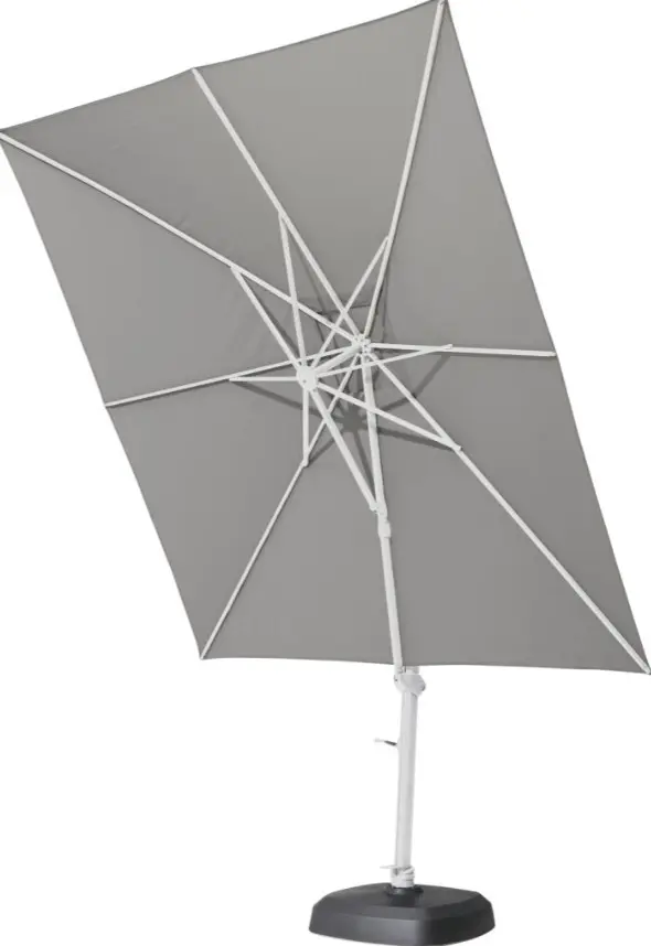 [4SO - 08561] Parasol déporté Siesta 300x300 cm – Aluminium blanc & Solefin Charcoal | 4 Seasons Outdoor