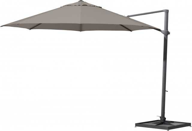[4SO - 08460] Parasol déporté Siesta Ø350 cm Taupe – Solefin | 4 Seasons Outdoor