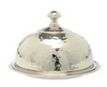 Beurrier rond J-Line cuivre et argent 11x11x10 cm – Beurrier design élégant pour une table raffinée