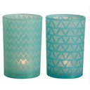 Photophore en verre bleu - lot de 2 - J-LINE