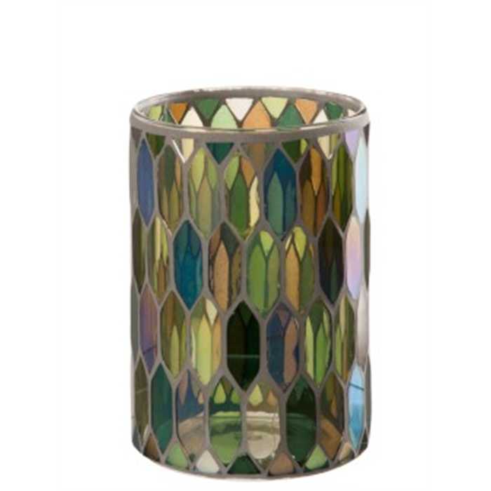 [J-LINE PHOTOPHORE] Photophore J-Line mosaïque verre mix – Bougeoir décoratif coloré pour ambiance chaleureuse et lumineuse