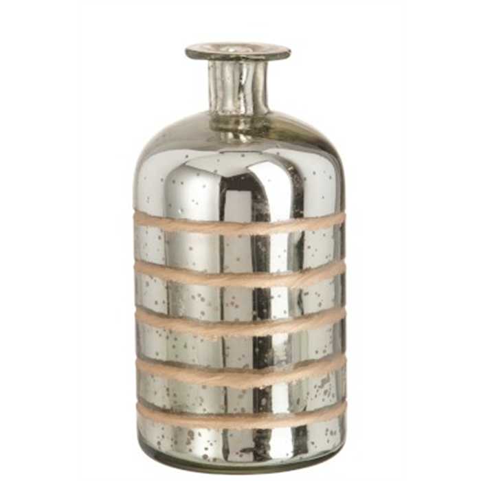 Vase bouteille ligne verre argent/or large - J-LINE, 5415203757166