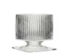 Photophore sur pied côtelé J-Line 12x12x21,5 cm – Bougeoir en verre élégant pour une ambiance chaleureuse