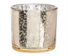 Photophore en verre et or J-Line 9 x 9 x 11 cm – Bougeoir décoratif chic pour une ambiance chaleureuse