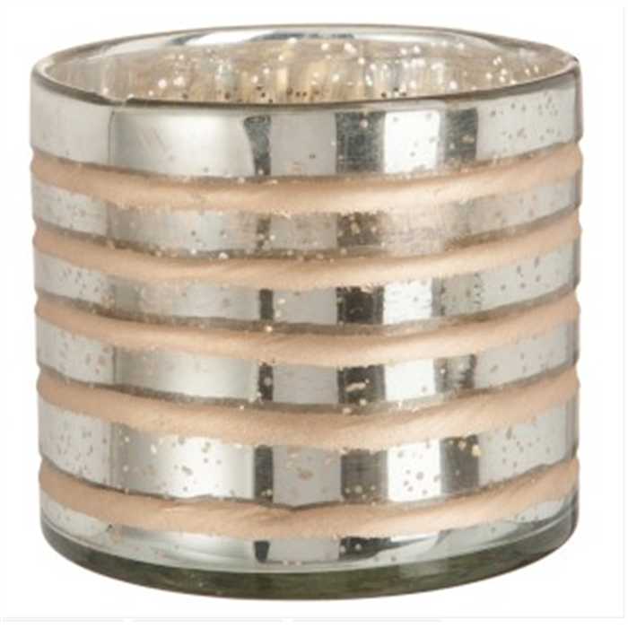 Photophore J-Line en verre argent large – Bougeoir décoratif design pour ambiance élégante