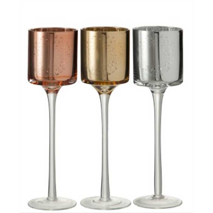 Photophore sur pied cercle verre mix small assortiment de 3 - J-LINE, 5415203751294