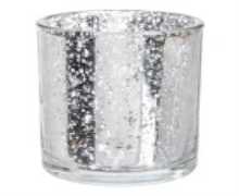 Photophore verre/argent 9 x 9 8x11cm - J-LINE, 49086, 5415203490865