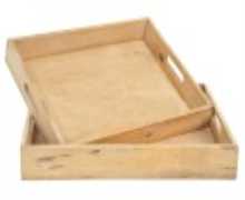 Plateau décoratif J-Line en bois naturel petit – Plateau de décoration élégant et authentique