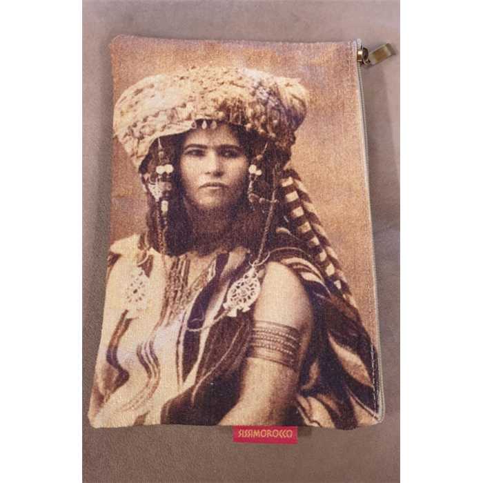 Pochette classique &quot;dame au chapeau&quot;- Sissimorocco - 15 x 24 cm