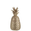 Pot à provisions Ananas J-Line en résine or antique – Boîte de rangement décorative exotique et élégante