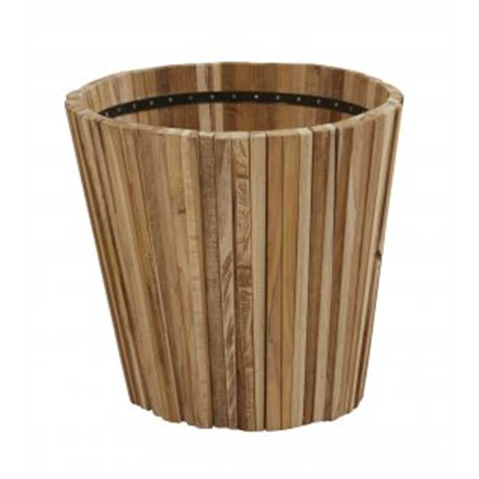Pot de terrasse Miguel Small en teck Ø58 x H50 cm – Bac à plantes extérieur haut de gamme 4 Seasons Outdoor