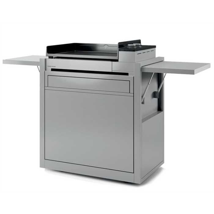 [FA - CHPIF 60] Chariot Forge Adour FA-CHPIF 60 – Meuble Inox Fermé pour Plancha Premium 60 cm avec Rangements, Tablettes Rabattables et Support Bouteille Gaz