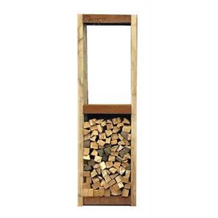 Étagère à bois design en acier Corten QUOCO Cremagliera – 2 niveaux robustes et élégants