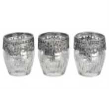 Lot de 3 photophores J-Line en verre argent – Bougeoirs décoratifs élégants pour une ambiance chaleureuse
