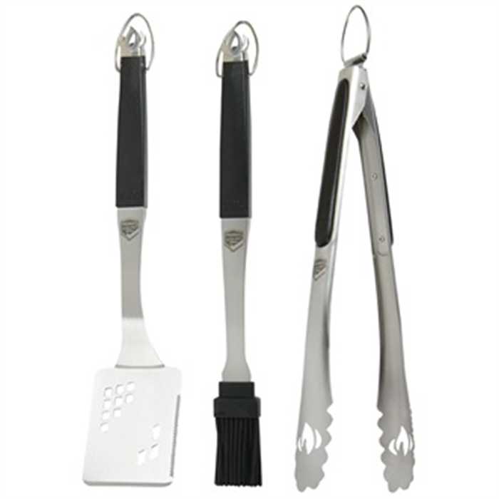 [NAPOLEON SET 3 USTEN] Set 3 ustensiles Napoleon Legend 70035 – kit barbecue inox spatule, pince et pinceau silicone