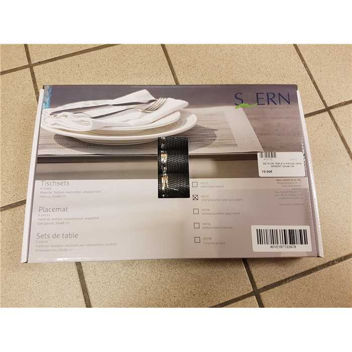 [STERN 410119] Sets de table STERN 410119 6 pièces 33 x 48 cm | Sets de table gris argent design extérieur