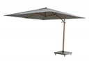 SIESTA PREMIUM Parasol - structure imitation bois - Toile en solefin couleur CHARCOAL avec inclinaison - 300x300 cm  - 4 SEASONS