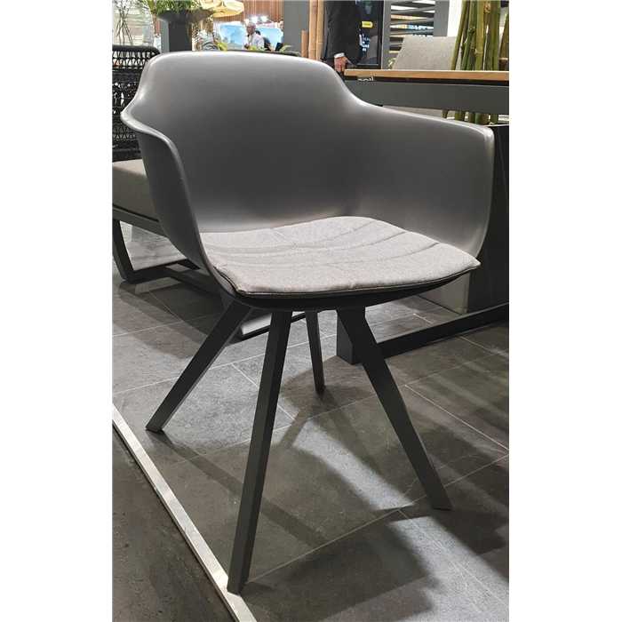 Chaise de jardin avec coussins - structure en aluminium couleur &quot;carbone&quot; - SOLID - TASTE