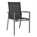 Chaise de jardin en aluminium couleur graphite / textilène gris argent LEVANTO - STERN MOEBEL