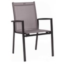 Chaise de jardin empilable en aluminium couleur anthracite / textilène argent - LEVANTO - STERN MOEBEL