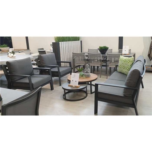 Tables basses de salon - structure en aluminium - set de 2 en teck/céramique -  STONIC TASTE